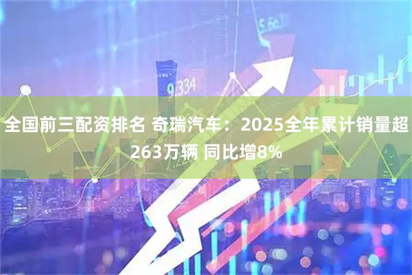 全国前三配资排名 奇瑞汽车:2025全年累计销量超263万辆 同比增8%